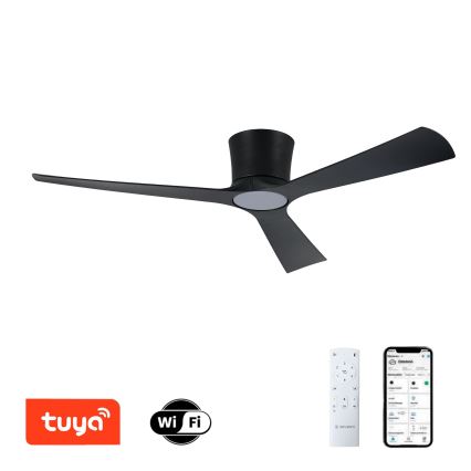 ZEVENTI - Ventilador de teto LED regulável AUREX LED/24W/230V 3000/4000/6000K Wi-Fi Tuya preto + controlo remoto