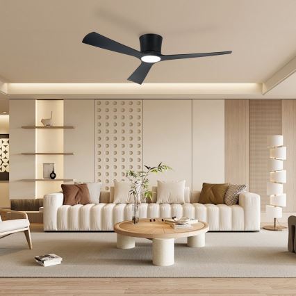 ZEVENTI - Ventilador de teto LED regulável AUREX LED/24W/230V 3000/4000/6000K Wi-Fi Tuya preto + controlo remoto