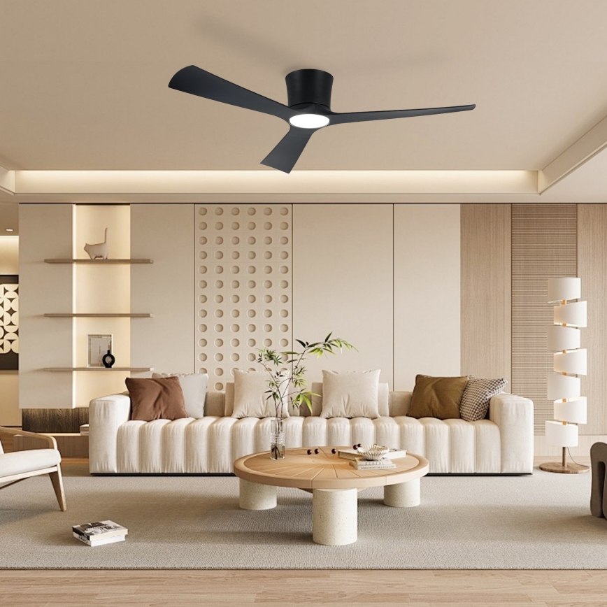 ZEVENTI - Ventilador de teto LED regulável AUREX LED/24W/230V 3000/4000/6000K Wi-Fi Tuya preto + controlo remoto