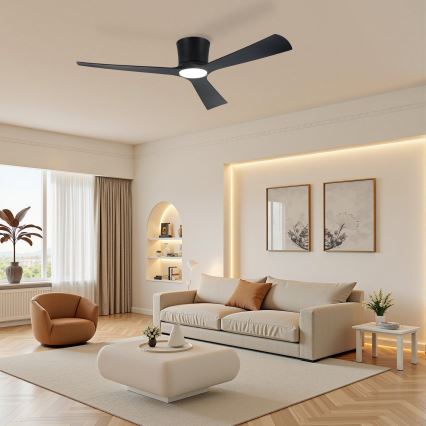 ZEVENTI - Ventilador de teto LED regulável AUREX LED/24W/230V 3000/4000/6000K Wi-Fi Tuya preto + controlo remoto