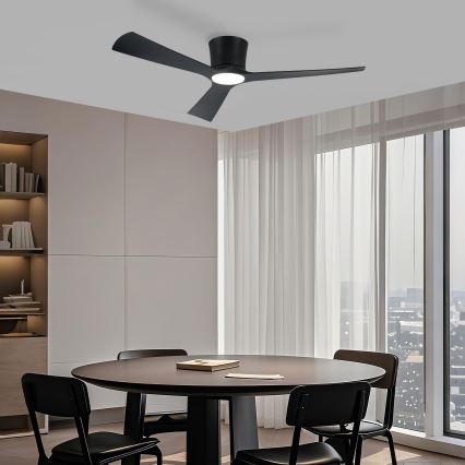 ZEVENTI - Ventilador de teto LED regulável AUREX LED/24W/230V 3000/4000/6000K Wi-Fi Tuya preto + controlo remoto