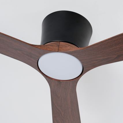 ZEVENTI - Ventilador de teto LED regulável AUREX LED/24W/230V 3000/4000/6000K Wi-Fi Tuya preto/nogueira + comando remoto