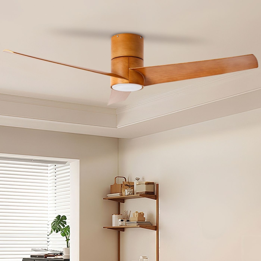 ZEVENTI - Ventilador de teto LED BARROSA LED/18W/230V 3000/4000/6000K Wi‑Fi Tuya castanho + controlo remoto