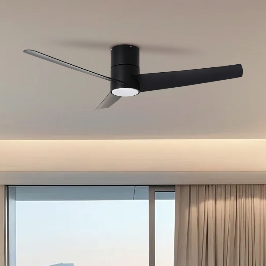 ZEVENTI - Ventilador de teto LED BARROSA LED/18W/230V 3000/4000/6000K Wi‑Fi Tuya preto + comando remoto