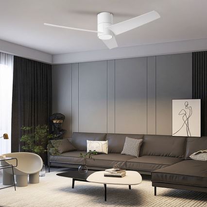 ZEVENTI - Ventilador de teto BARROSA LED/18W/230V 3000/4000/6000K Wi-Fi Tuya branco + controlo remoto