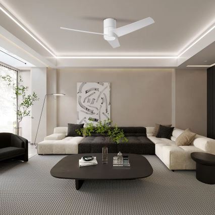 ZEVENTI - Ventilador de teto BARROSA LED/18W/230V 3000/4000/6000K Wi-Fi Tuya branco + controlo remoto