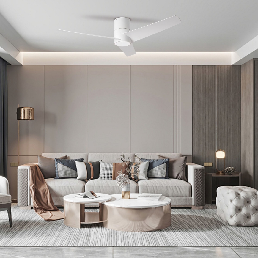 ZEVENTI - Ventilador de teto LED BARROSA LED/18W/230V 3000/4000/6000K Wi-Fi Tuya branco + controlo remoto