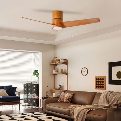 ZEVENTI - Ventilador de teto LED BARROSA LED/18W/230V 3000/4000/6000K Wi‑Fi Tuya castanho + controlo remoto