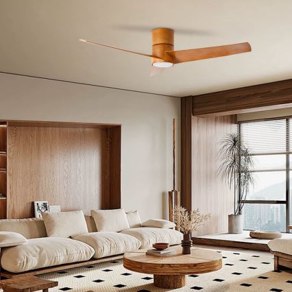 ZEVENTI - Ventilador de teto LED BARROSA LED/18W/230V 3000/4000/6000K Wi‑Fi Tuya castanho + controlo remoto
