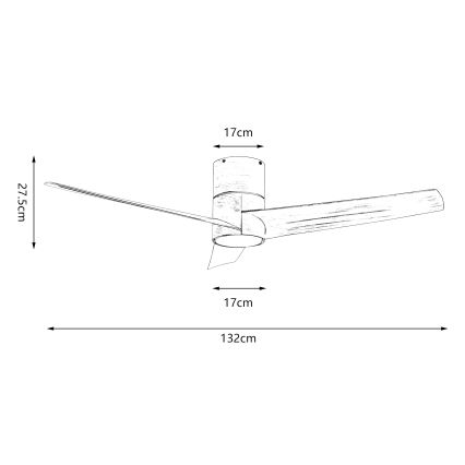 ZEVENTI - Ventilador de teto LED BARROSA LED/18W/230V 3000/4000/6000K Wi‑Fi Tuya castanho + controlo remoto