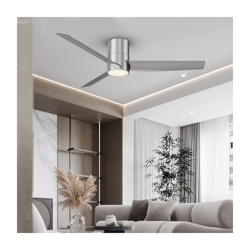 ZEVENTI - Ventilador de tecto LED BARROSA LED/18W/230V 3000/4000/6000K Wi-Fi Tuya cromo fosco + controlo remoto