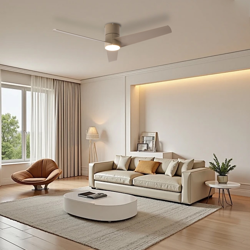 ZEVENTI - Ventilador de teto LED BARROSA LED/18W/230V 3000/4000/6000K Wi-Fi Tuya bege + controlo remoto