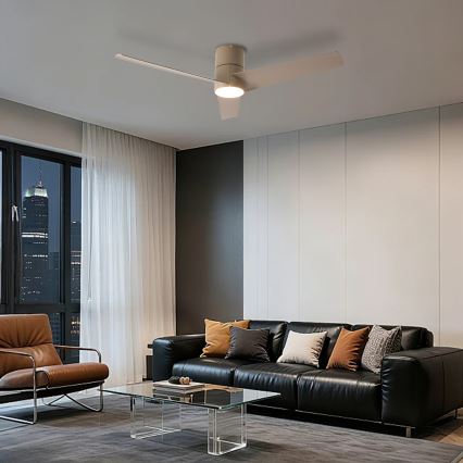 ZEVENTI - Ventilador de teto LED BARROSA LED/18W/230V 3000/4000/6000K Wi-Fi Tuya bege + controlo remoto