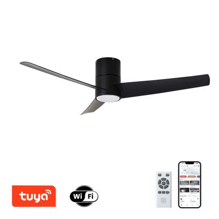 ZEVENTI - Ventilador de teto LED BARROSA LED/18W/230V 3000/4000/6000K Wi‑Fi Tuya preto + comando remoto