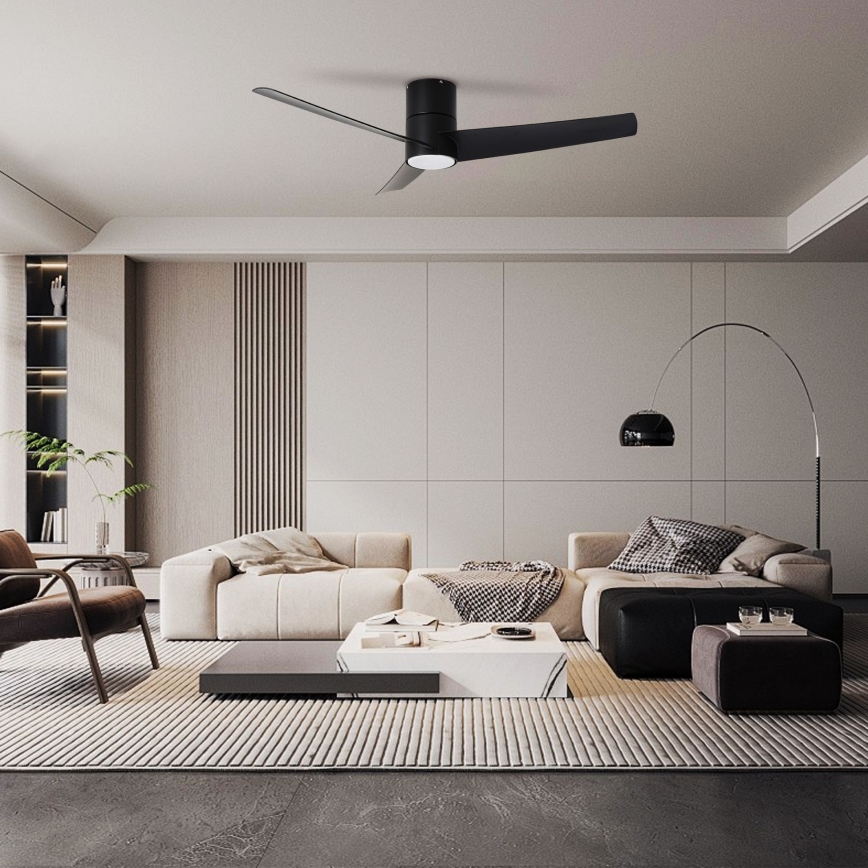 ZEVENTI - Ventilador de teto LED BARROSA LED/18W/230V 3000/4000/6000K Wi‑Fi Tuya preto + comando remoto