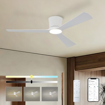ZEVENTI - Ventilador de teto LED dimerizável AUREX LED/24W/230V 3000/4000/6000K Wi‑Fi Tuya branco + comando remoto