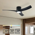 ZEVENTI - Ventilador de teto LED dimerizável ORBITO LED/24W/230V 3000/4000/6000K Wi-Fi Tuya preto + controlo remoto