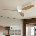 ZEVENTI - Ventilador de teto LED dimerizável VENTORA LED/24W/230V 3000/4000/6000K Wi-Fi Tuya branco/carvalho + controlo remoto