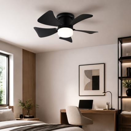 ZEVENTI - Ventilador de teto LED regulável MUNDAKA LED/10W/230V 3000-6500K preto + comando à distância