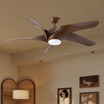 ZEVENTI - Ventilador de teto LED LUCCA LED/18W/230V 3000/4000/6000K Wi-Fi Tuya castanho + comando remoto