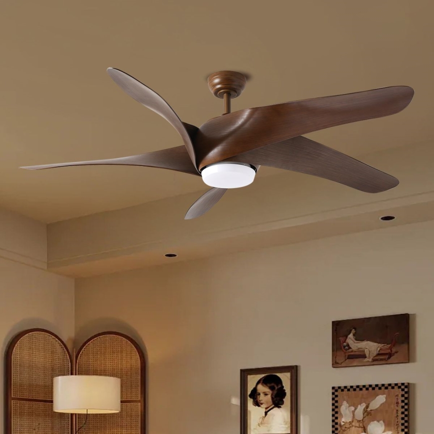 ZEVENTI - Ventilador de teto LED LUCCA LED/18W/230V 3000/4000/6000K Wi-Fi Tuya castanho + comando remoto