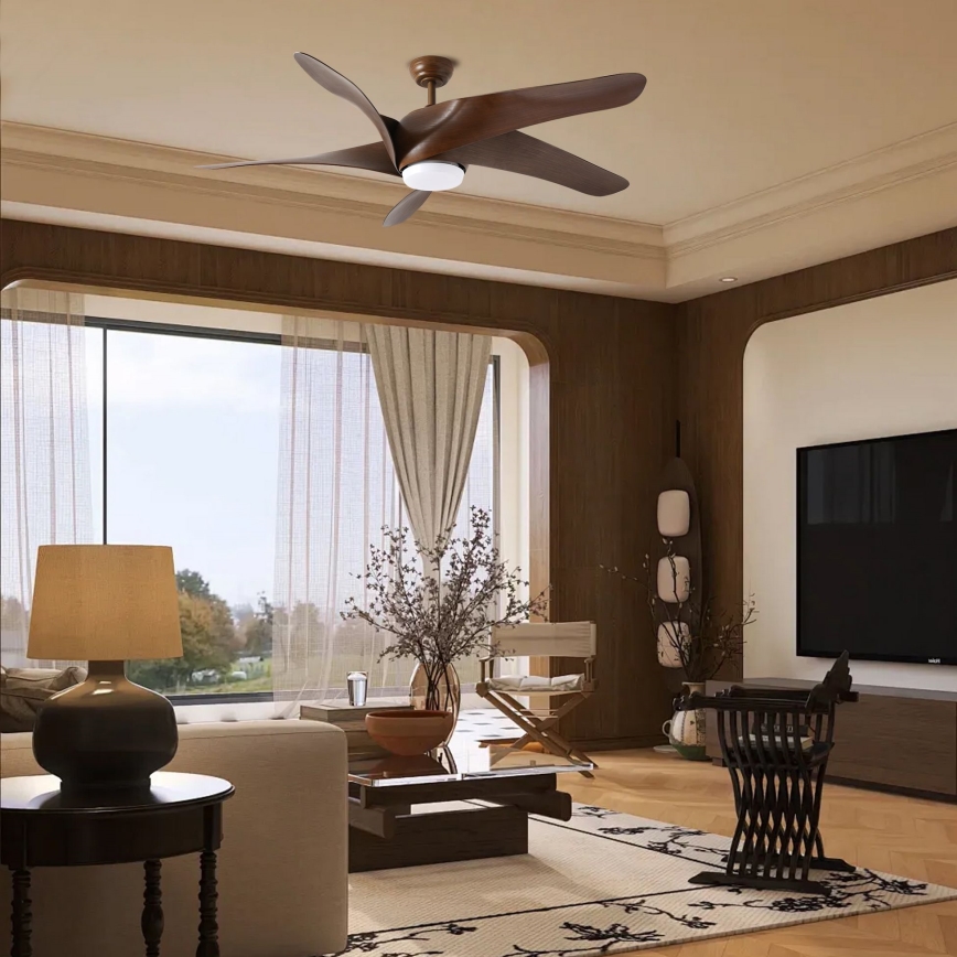 ZEVENTI - Ventilador de teto LED LUCCA LED/18W/230V 3000/4000/6000K Wi-Fi Tuya castanho + comando remoto