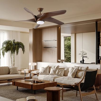 ZEVENTI - Ventilador de teto LED LUCCA LED/18W/230V 3000/4000/6000K Wi-Fi Tuya castanho + comando remoto