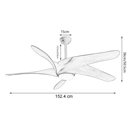 ZEVENTI - Ventilador de teto LED LUCCA LED/18W/230V 3000/4000/6000K Wi-Fi Tuya castanho + comando remoto