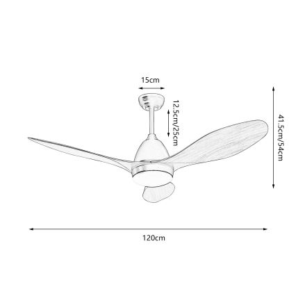 ZEVENTI - Ventilador de tecto LED MURO LED/18W/230V 3000/4000/6000K Wi-Fi Tuya preto + controlo remoto