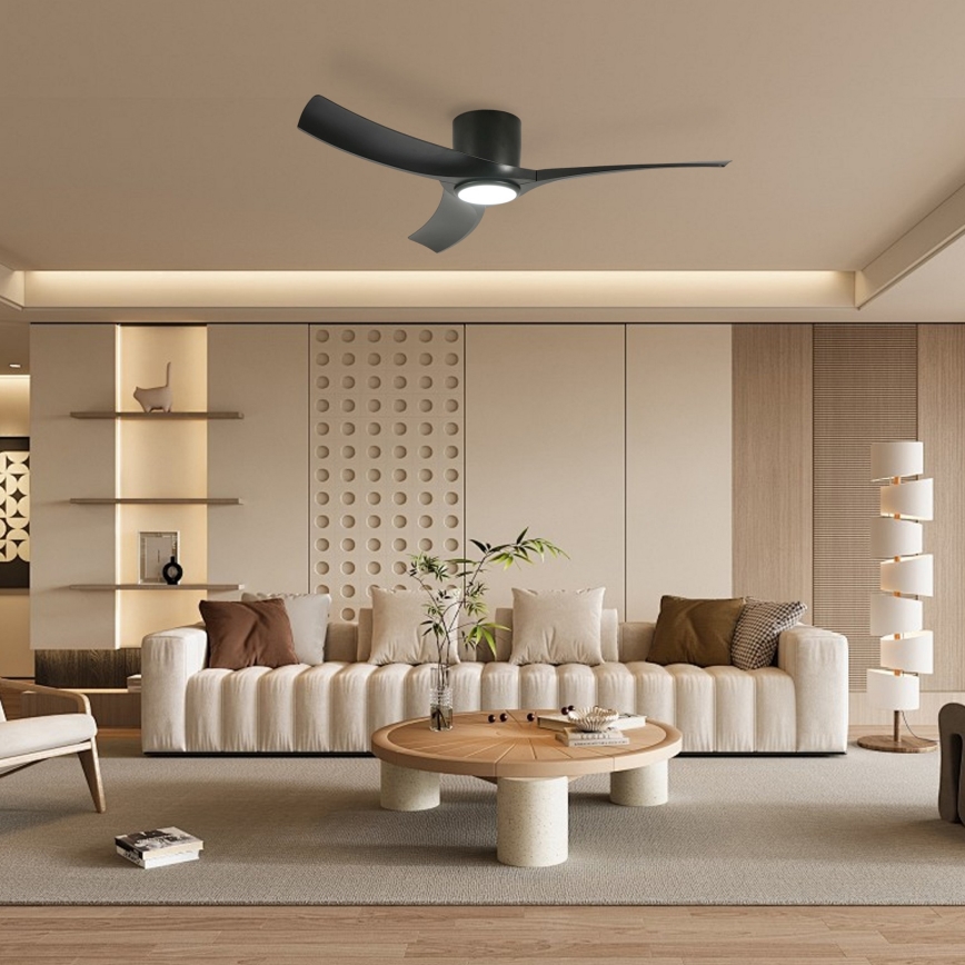 ZEVENTI - Ventilador de teto LED dimerizável ORBITO LED/24W/230V 3000/4000/6000K Wi-Fi Tuya preto + controlo remoto