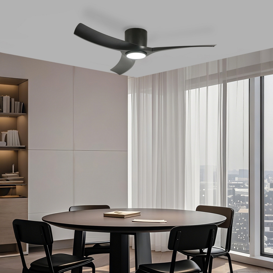 ZEVENTI - Ventilador de teto LED dimerizável ORBITO LED/24W/230V 3000/4000/6000K Wi-Fi Tuya preto + controlo remoto