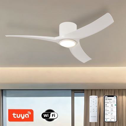 ZEVENTI - Ventilador de teto LED dimerizável ORBITO LED/24W/230V 3000/4000/6000K Wi-Fi Tuya branco + controlo remoto