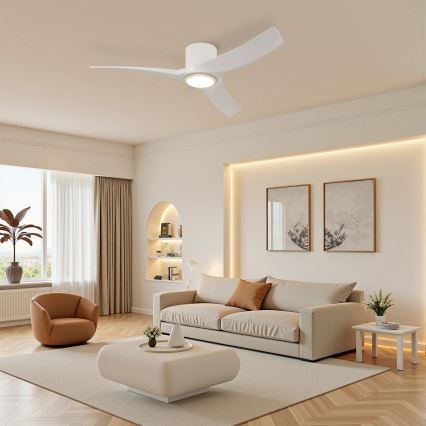 ZEVENTI - Ventilador de teto LED dimerizável ORBITO LED/24W/230V 3000/4000/6000K Wi-Fi Tuya branco + controlo remoto