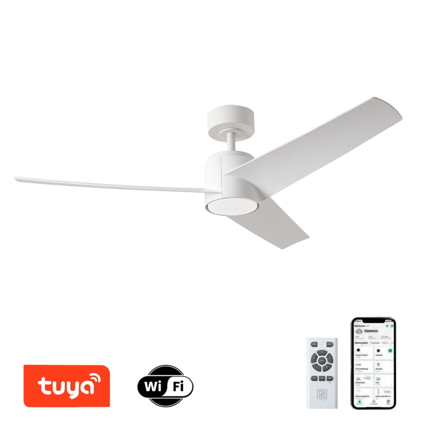 ZEVENTI - Ventilador de tecto LED ORVIETO LED/18W/230V 3000/4000/6000K Wi-Fi Tuya branco + controlo remoto