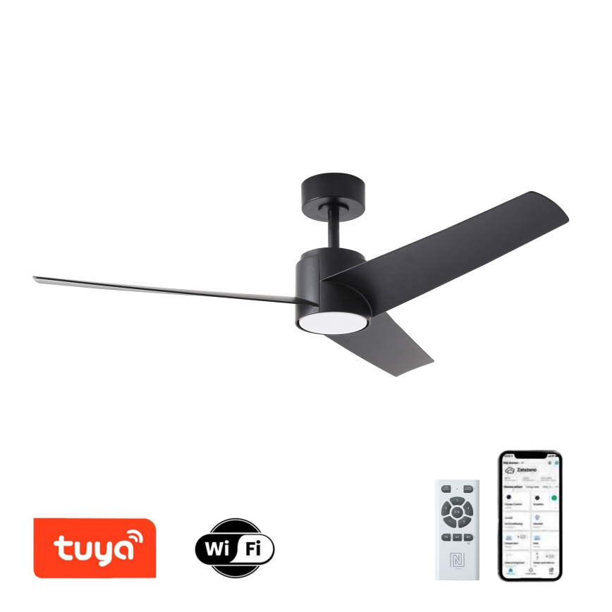 ZEVENTI - Ventilador de tecto LED ORVIETO LED/18W/230V 3000/4000/6000K Wi-Fi Tuya preto + controlo remoto