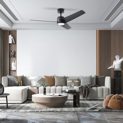 ZEVENTI - Ventilador de tecto LED ORVIETO LED/18W/230V 3000/4000/6000K Wi-Fi Tuya preto + controlo remoto