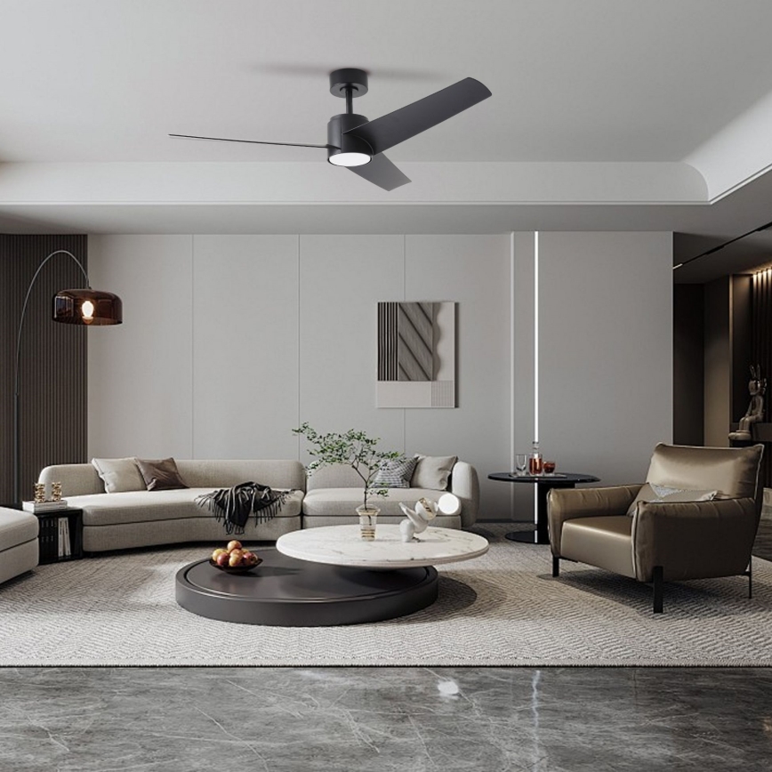 ZEVENTI - Ventilador de tecto LED ORVIETO LED/18W/230V 3000/4000/6000K Wi-Fi Tuya preto + controlo remoto