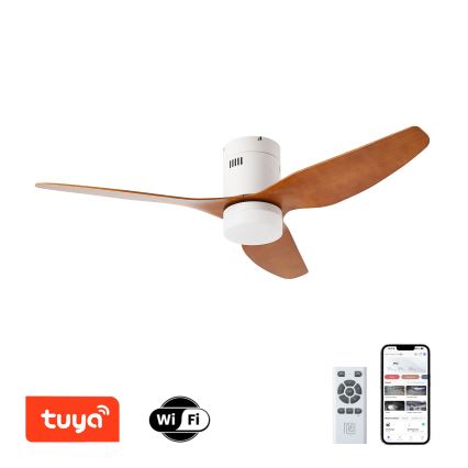 ZEVENTI - Ventilador de teto LED PADUA LED/18W/230V 3000/4000/6000K Wi-Fi Tuya branco/castanho + comando remoto