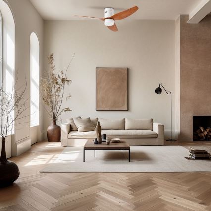 ZEVENTI - Ventilador de teto LED PADUA LED/18W/230V 3000/4000/6000K Wi-Fi Tuya branco/castanho + comando remoto