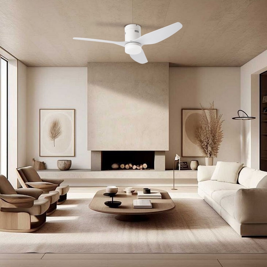 ZEVENTI - Ventilador de tecto LED PADUA LED/18W/230V 3000/4000/6000K Wi-Fi Tuya branco + comando remoto