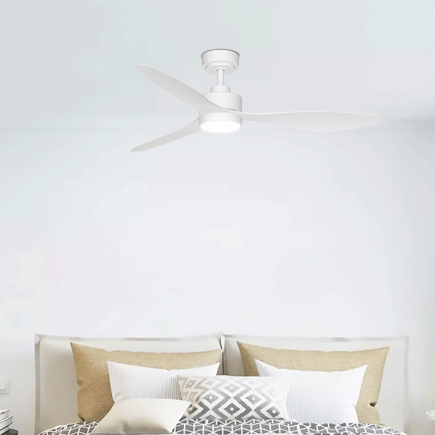 ZEVENTI - Ventilador de teto LED regulável ULUWATU LED/20W/230V 2700-6500K 132 cm branco + comando à distância