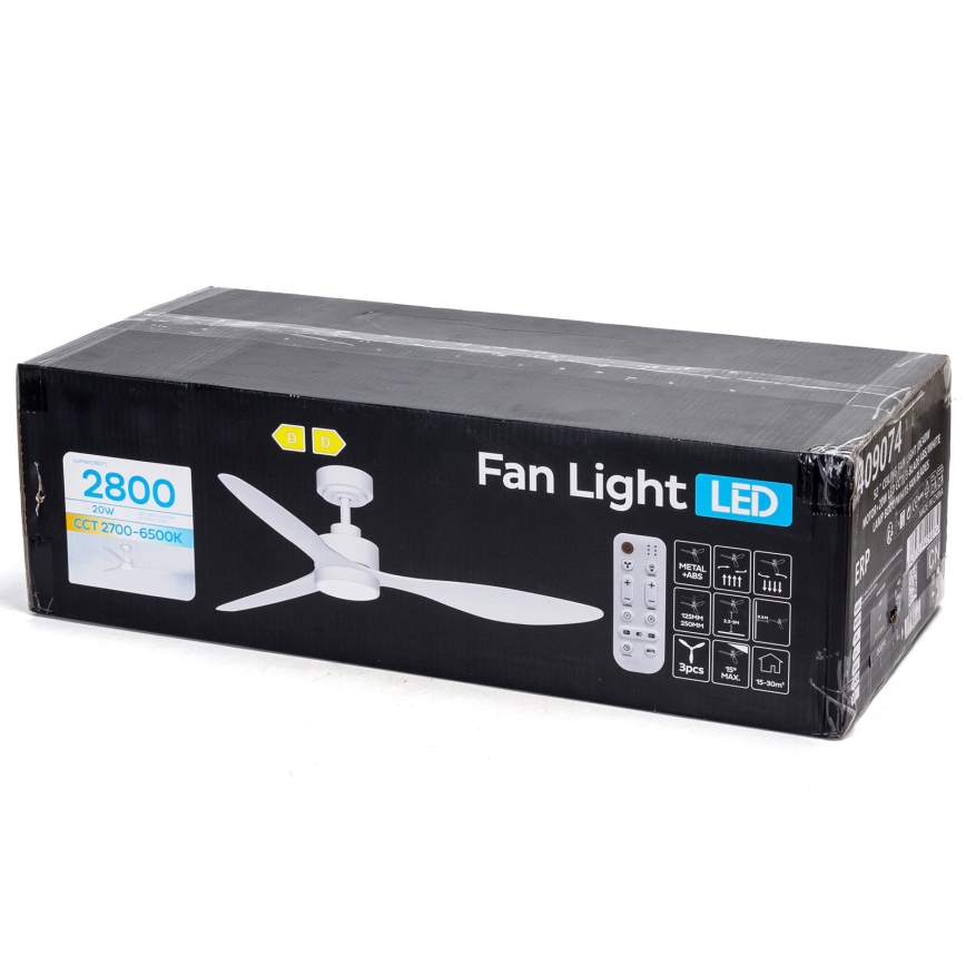 ZEVENTI - Ventilador de teto LED regulável ULUWATU LED/20W/230V 2700-6500K 132 cm branco + comando à distância