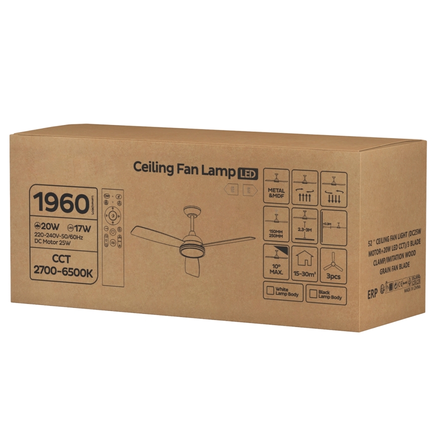 ZEVENTI - Ventilador de teto LED regulável ULUWATU LED/20W/230V 2700-6500K 132 cm castanho + comando remoto