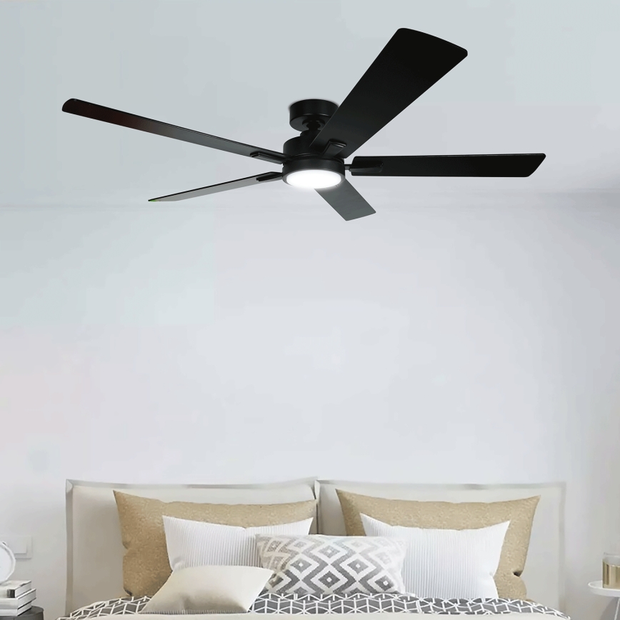 ZEVENTI - Ventilador de teto LED dimerizável WAIKIKI LED/20W/230V 2700-6500K 132 cm preto + controlo remoto