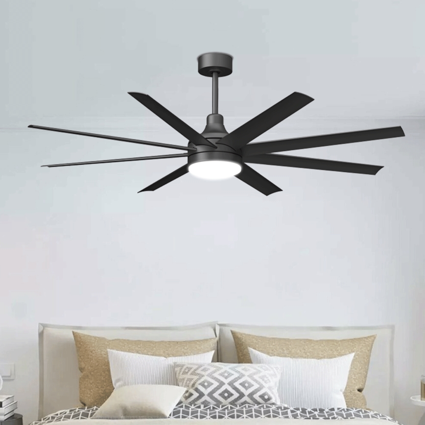 ZEVENTI - Ventilador de teto LED dimerizável WALKIKI LED/24W/230V 2700-6500K 165 cm preto + controlo remoto