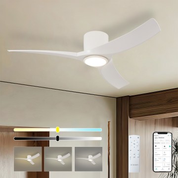 ZEVENTI - Ventilador de teto LED regulável ORBITO LED/24W/230V 3000/4000/6000K Wi‑Fi Tuya branco + controlo remoto