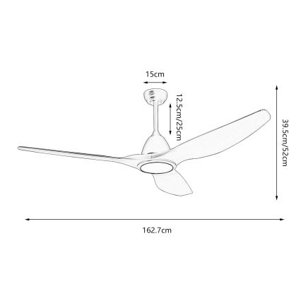 ZEVENTI - Ventilador de teto LED URBINO LED/20W/230V 3000/4000/6000K Wi-Fi Tuya branco + controlo remoto