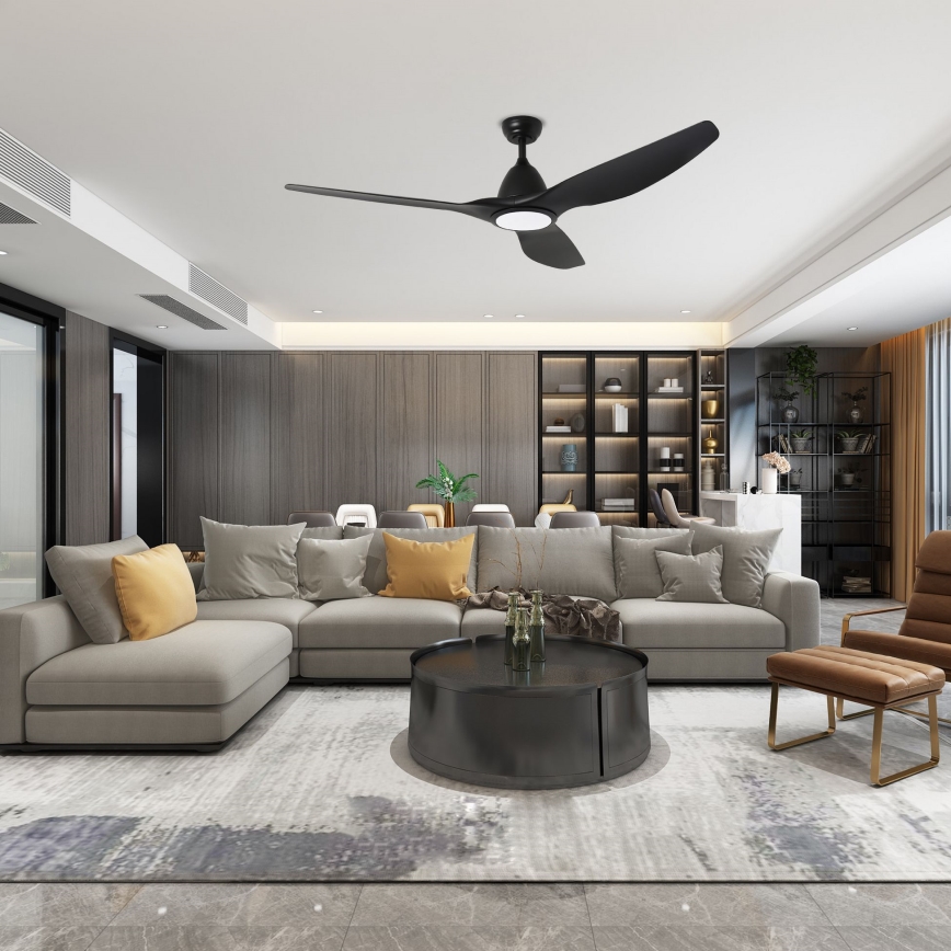 ZEVENTI - Ventilador de tecto LED URBINO LED/20W/230V 3000/4000/6000K Wi-Fi Tuya preto + comando remoto