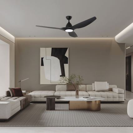 ZEVENTI - Ventilador de tecto LED URBINO LED/20W/230V 3000/4000/6000K Wi-Fi Tuya preto + comando remoto