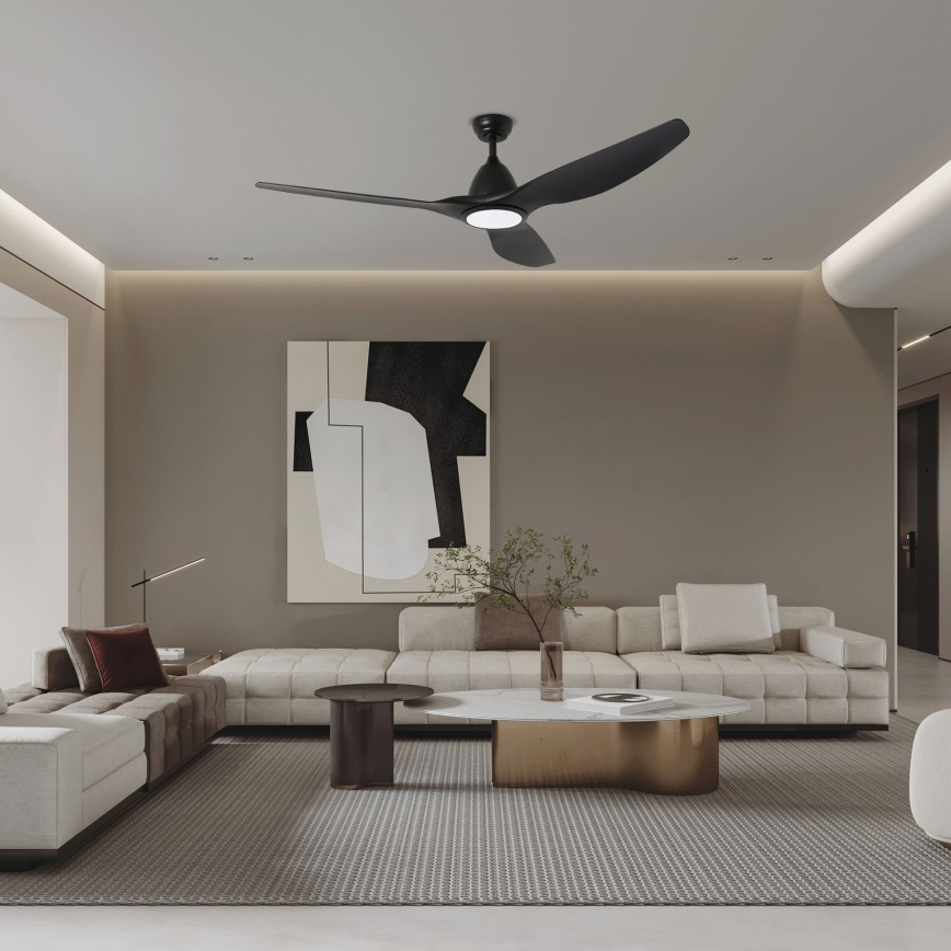 ZEVENTI - Ventilador de tecto LED URBINO LED/20W/230V 3000/4000/6000K Wi-Fi Tuya preto + comando remoto